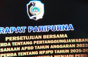 Rapat Paripurna Persetujuan Bersama Ranperda tentang Pertanggungjawaban Pelaksanaan APBD TA 2023